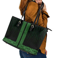 New Zealand Maori Kowhaiwhai Leather Tote Bag Kakariki Maui and Mangopare