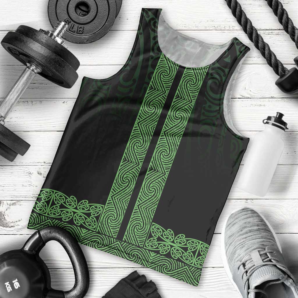 New Zealand Maori Kowhaiwhai Men Tank Top Kakariki Maui and Mangopare