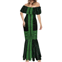 New Zealand Maori Kowhaiwhai Mermaid Dress Kakariki Maui and Mangopare