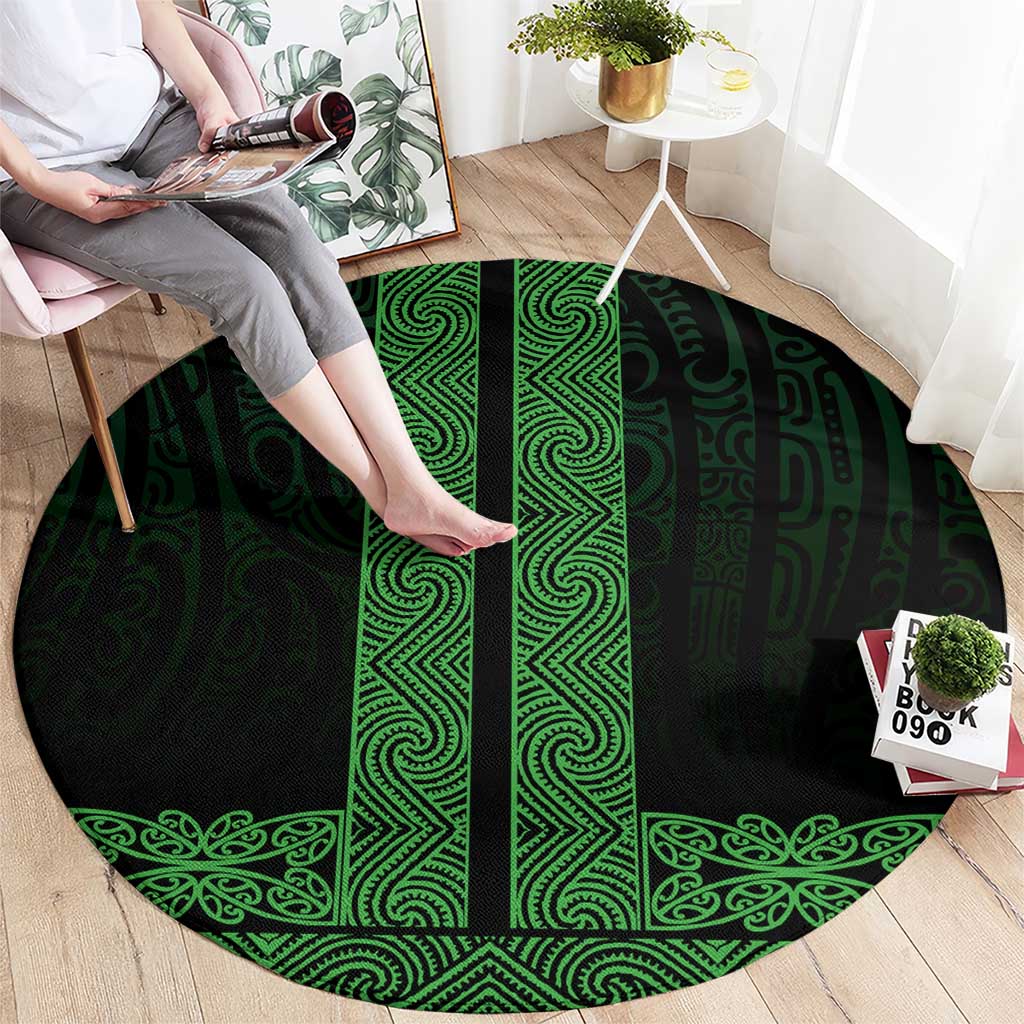 New Zealand Maori Kowhaiwhai Round Carpet Kakariki Maui and Mangopare