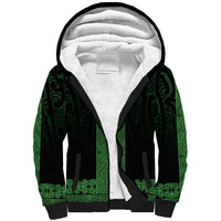 New Zealand Maori Kowhaiwhai Sherpa Hoodie Kakariki Maui and Mangopare