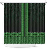 New Zealand Maori Kowhaiwhai Shower Curtain Kakariki Maui and Mangopare