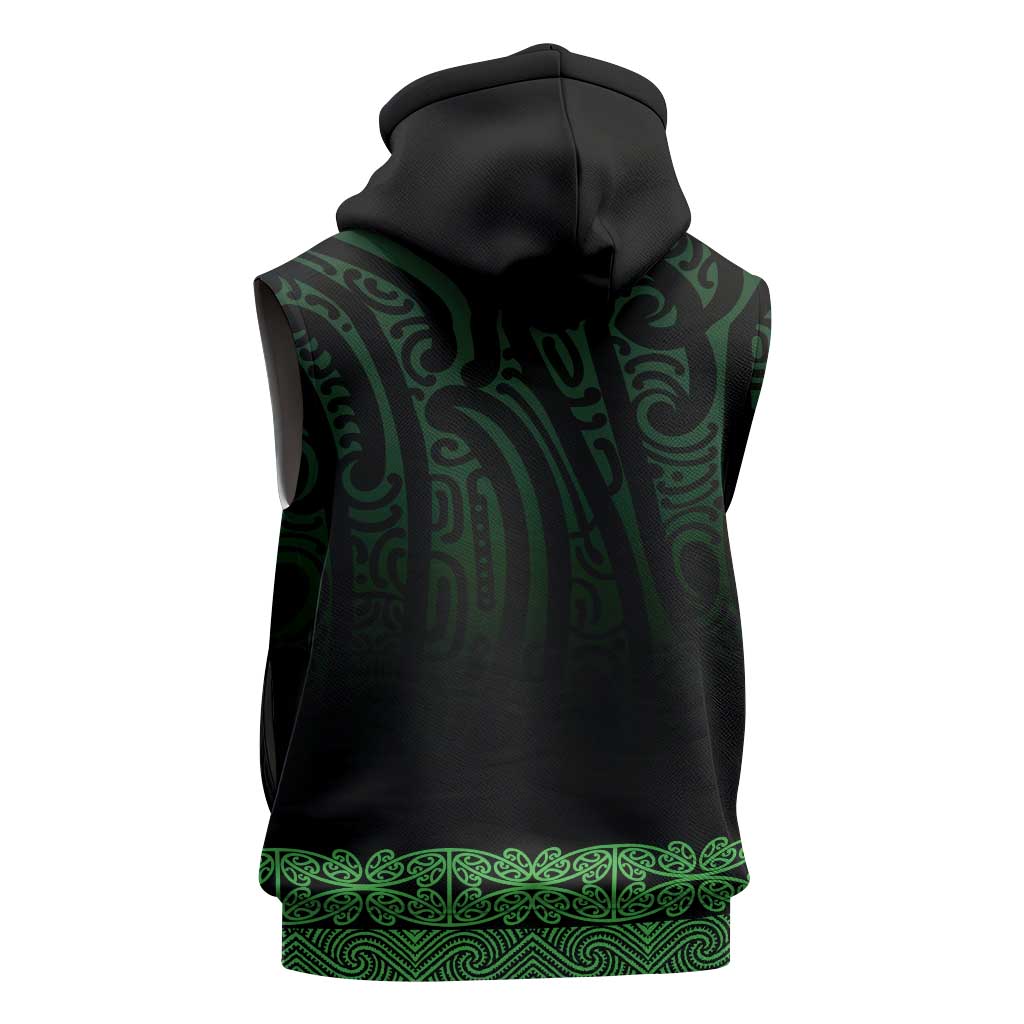 New Zealand Maori Kowhaiwhai Sleeveless Hoodie Kakariki Maui and Mangopare - Polynesian Pride