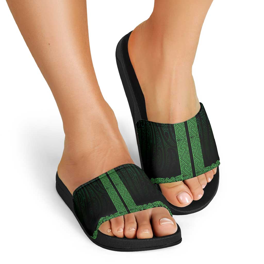 New Zealand Maori Kowhaiwhai Slide Sandals Kakariki Maui and Mangopare - Polynesian Pride