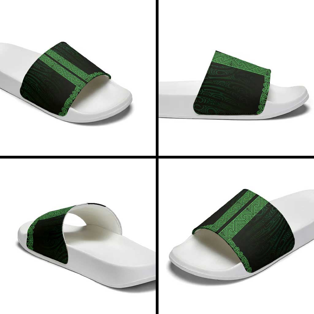 New Zealand Maori Kowhaiwhai Slide Sandals Kakariki Maui and Mangopare - Polynesian Pride