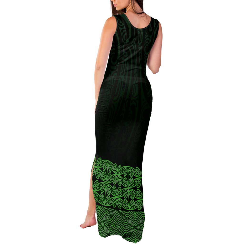 New Zealand Maori Kowhaiwhai Tank Maxi Dress Kakariki Maui and Mangopare