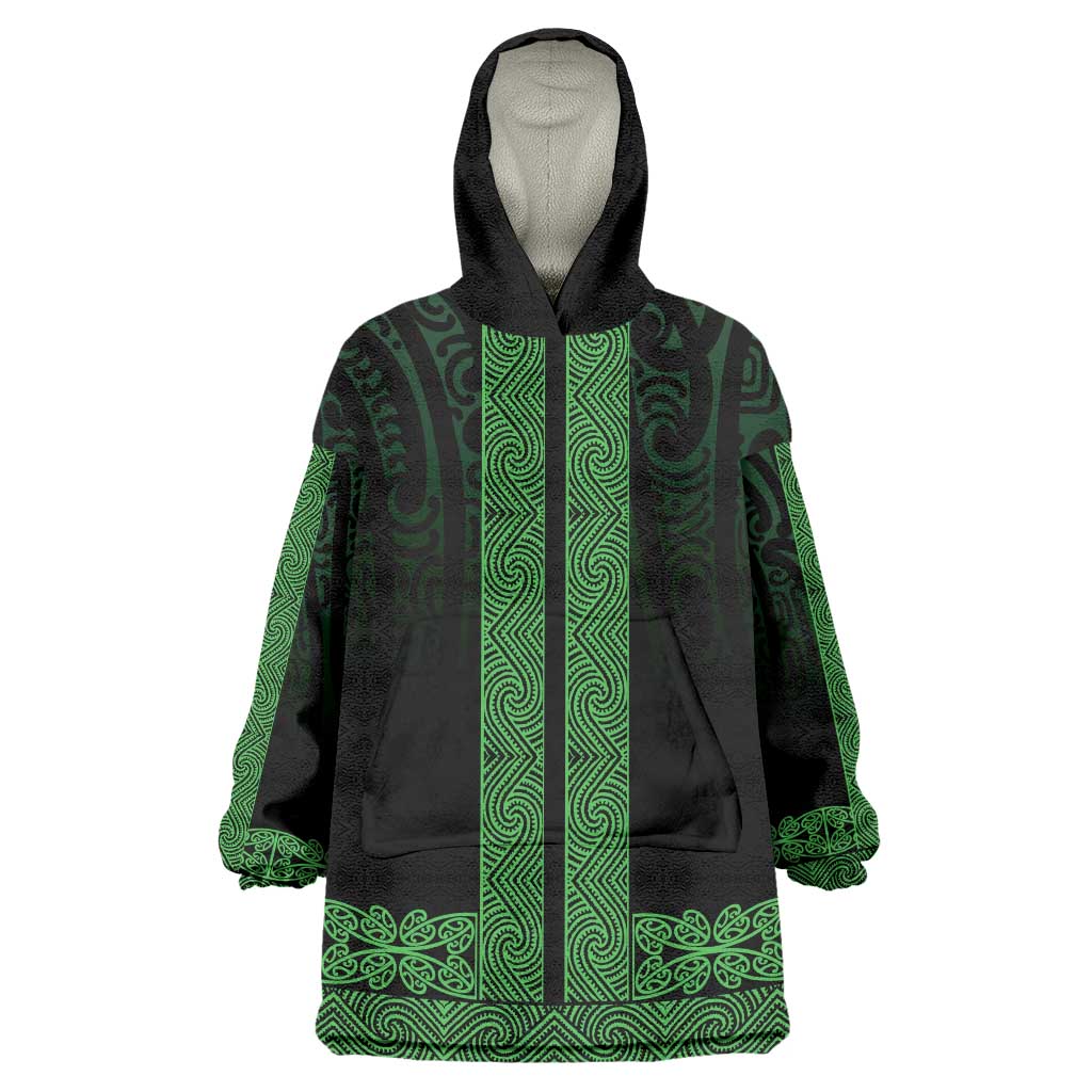 New Zealand Maori Kowhaiwhai Wearable Blanket Hoodie Kakariki Maui and Mangopare