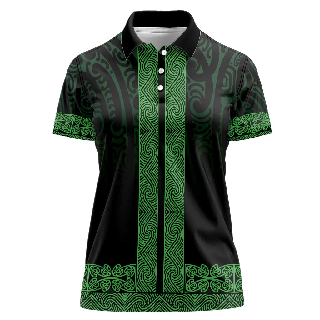 New Zealand Maori Kowhaiwhai Women Polo Shirt Kakariki Maui and Mangopare
