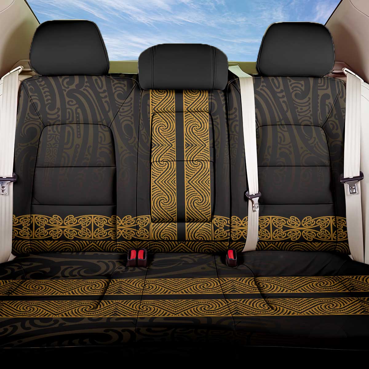 New Zealand Maori Kowhaiwhai Back Car Seat Cover Karaka Maui and Mangopare
