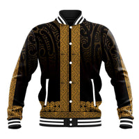 New Zealand Maori Kowhaiwhai Baseball Jacket Karaka Maui and Mangopare LT9 Unisex Gold - Polynesian Pride