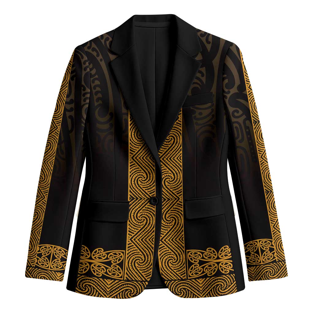 New Zealand Maori Kowhaiwhai Blazer Karaka Maui and Mangopare LT9 Unisex Gold - Polynesian Pride