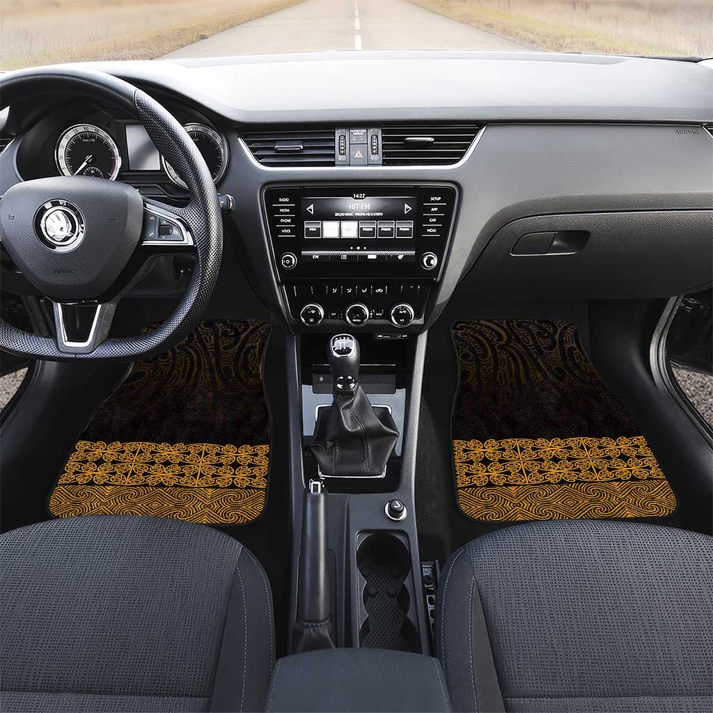 New Zealand Maori Kowhaiwhai Car Mats Karaka Maui and Mangopare LT9 Set 2pcs - Front Gold - Polynesian Pride