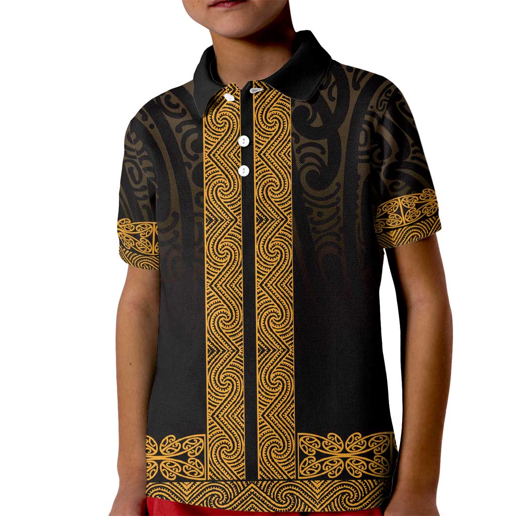 New Zealand Maori Kowhaiwhai Kid Polo Shirt Karaka Maui and Mangopare