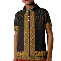 New Zealand Maori Kowhaiwhai Kid Polo Shirt Karaka Maui and Mangopare