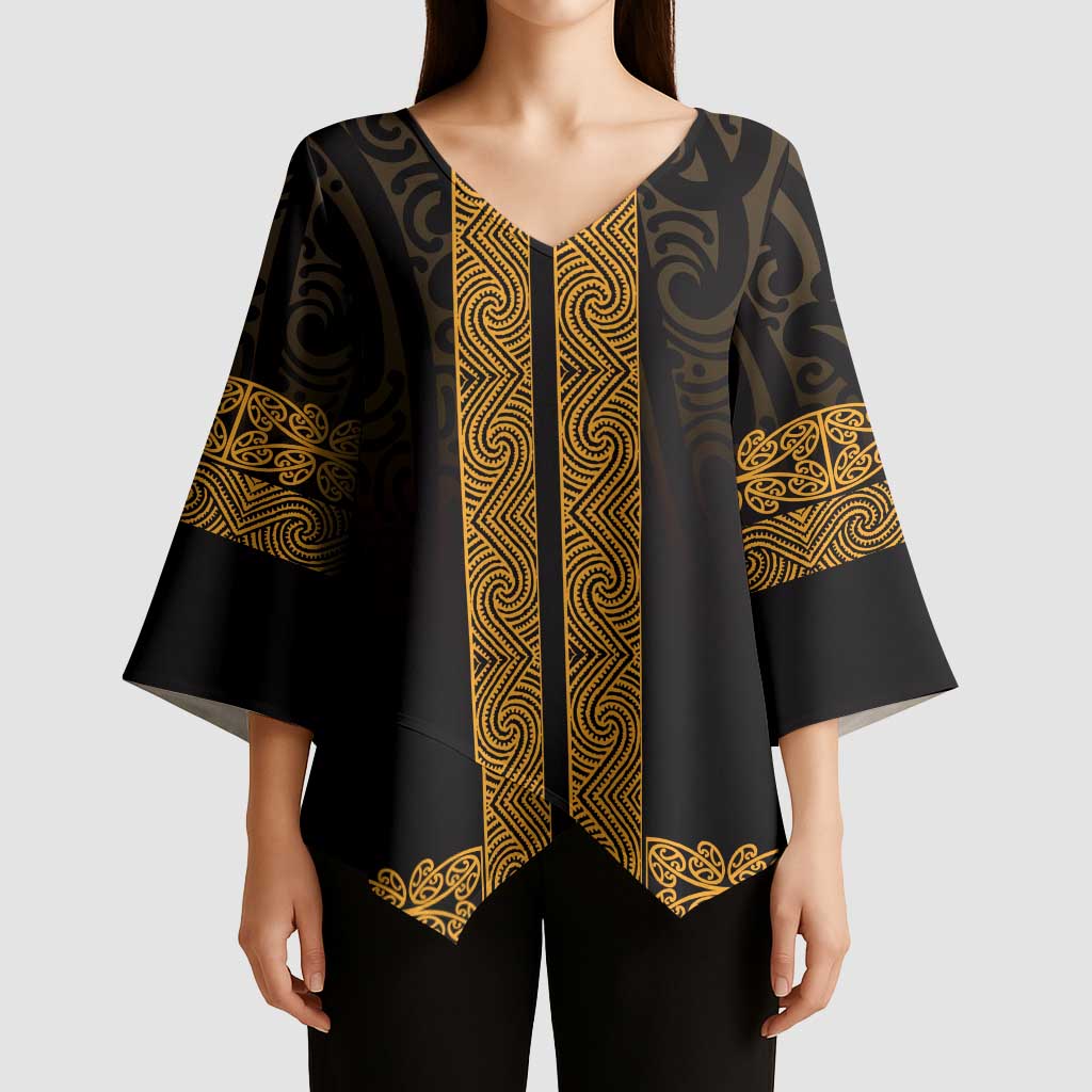 New Zealand Maori Kowhaiwhai Kimono Sleeve Blouse Karaka Maui and Mangopare - Polynesian Pride