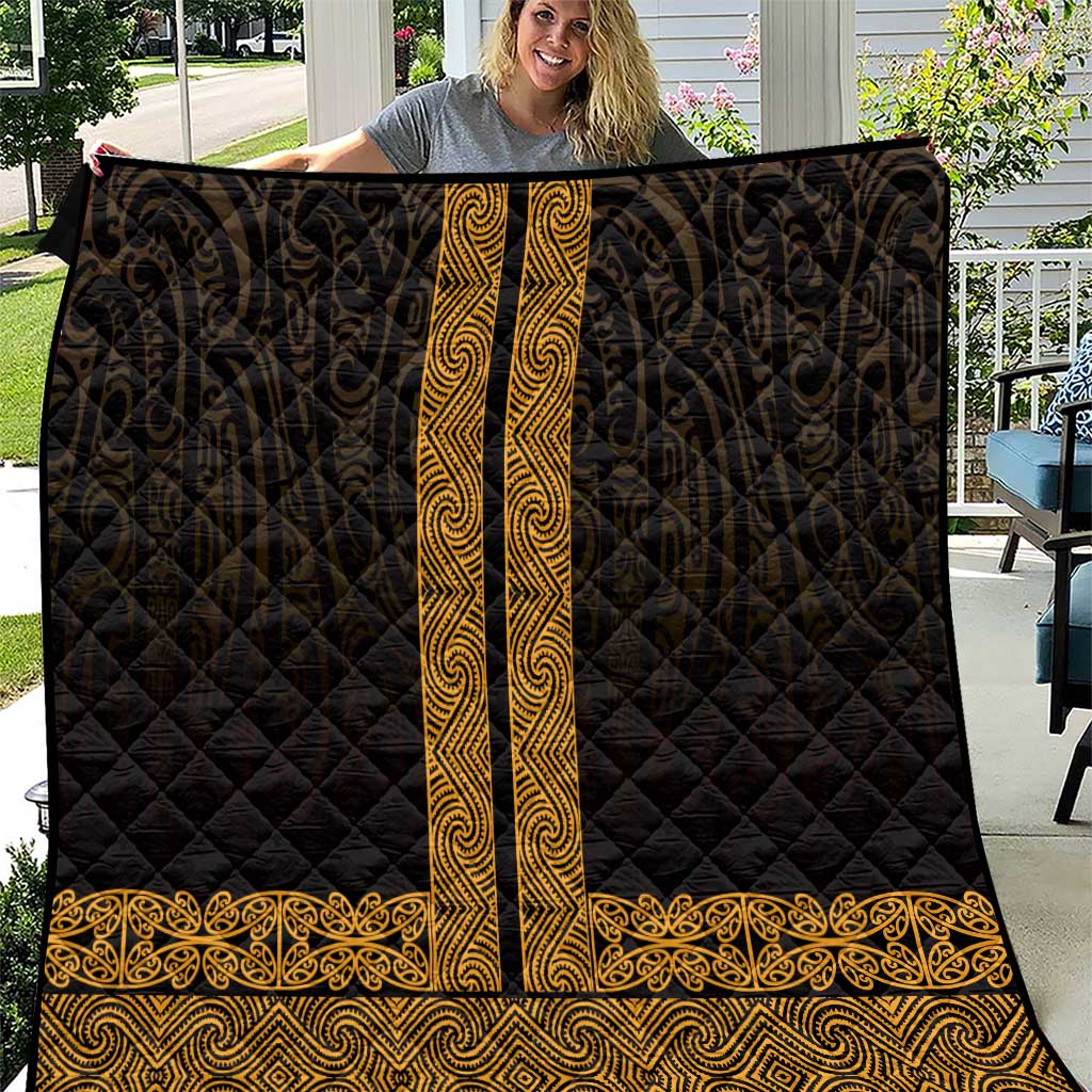 New Zealand Maori Kowhaiwhai Quilt Karaka Maui and Mangopare LT9 Gold - Polynesian Pride
