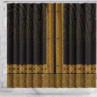 New Zealand Maori Kowhaiwhai Shower Curtain Karaka Maui and Mangopare