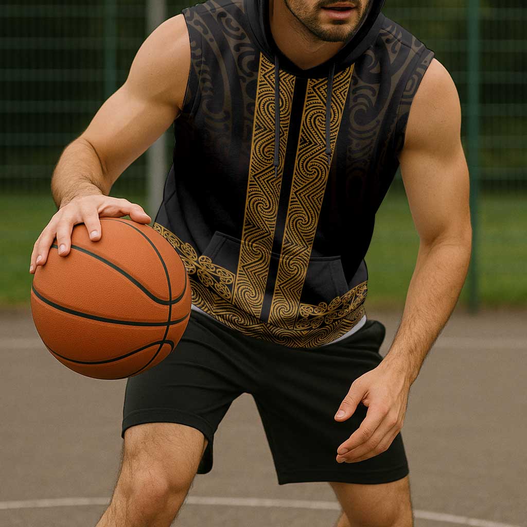 New Zealand Maori Kowhaiwhai Sleeveless Hoodie Karaka Maui and Mangopare - Polynesian Pride