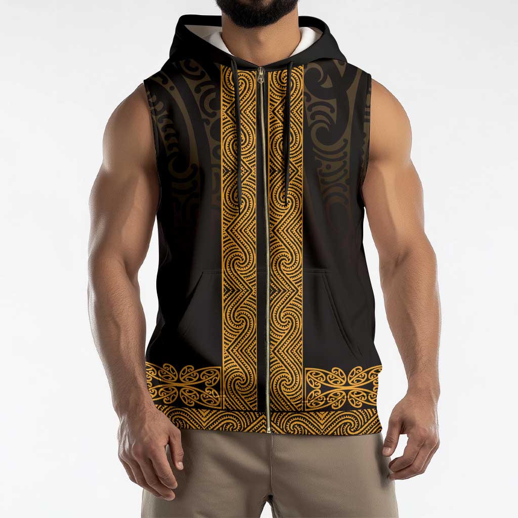 New Zealand Maori Kowhaiwhai Sleeveless Zip Hoodie Karaka Maui and Mangopare - Polynesian Pride
