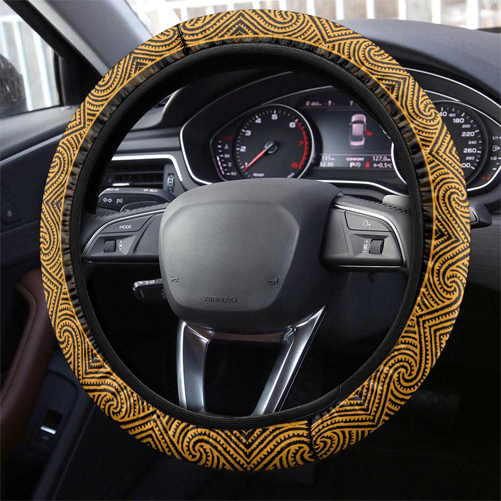 New Zealand Maori Kowhaiwhai Steering Wheel Cover Karaka Maui and Mangopare