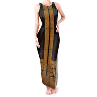 New Zealand Maori Kowhaiwhai Tank Maxi Dress Karaka Maui and Mangopare