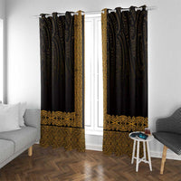 New Zealand Maori Kowhaiwhai Window Curtain Karaka Maui and Mangopare LT9 With Grommets Gold - Polynesian Pride