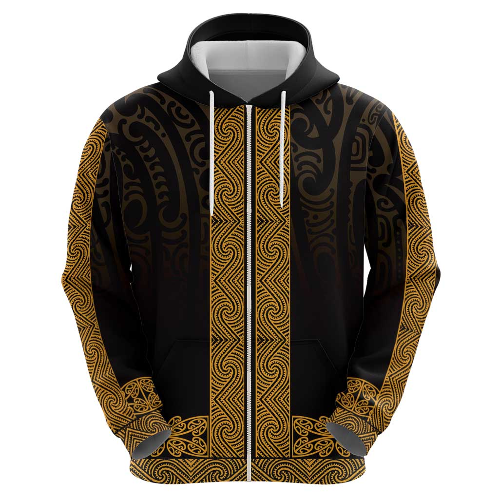 New Zealand Maori Kowhaiwhai Zip Hoodie Karaka Maui and Mangopare