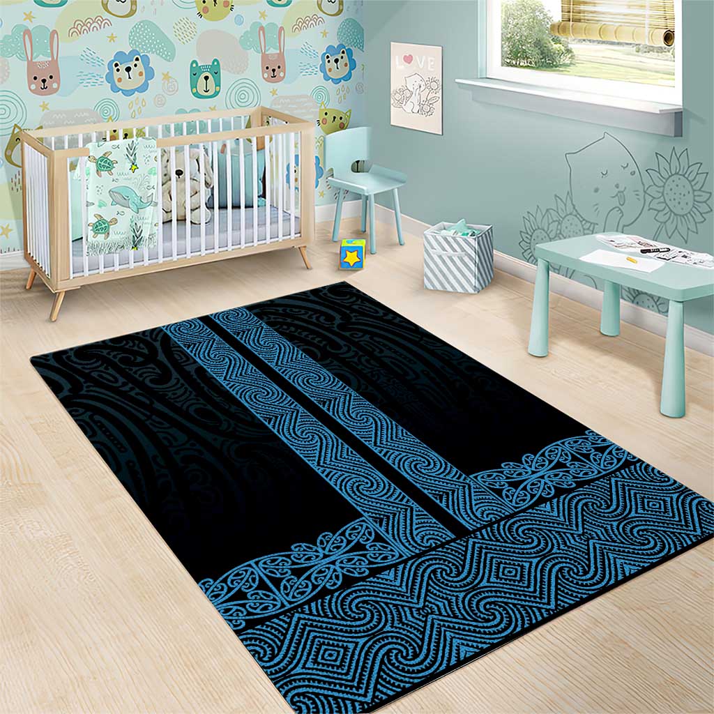 New Zealand Maori Kowhaiwhai Area Rug Kikorangi Maui and Mangopare
