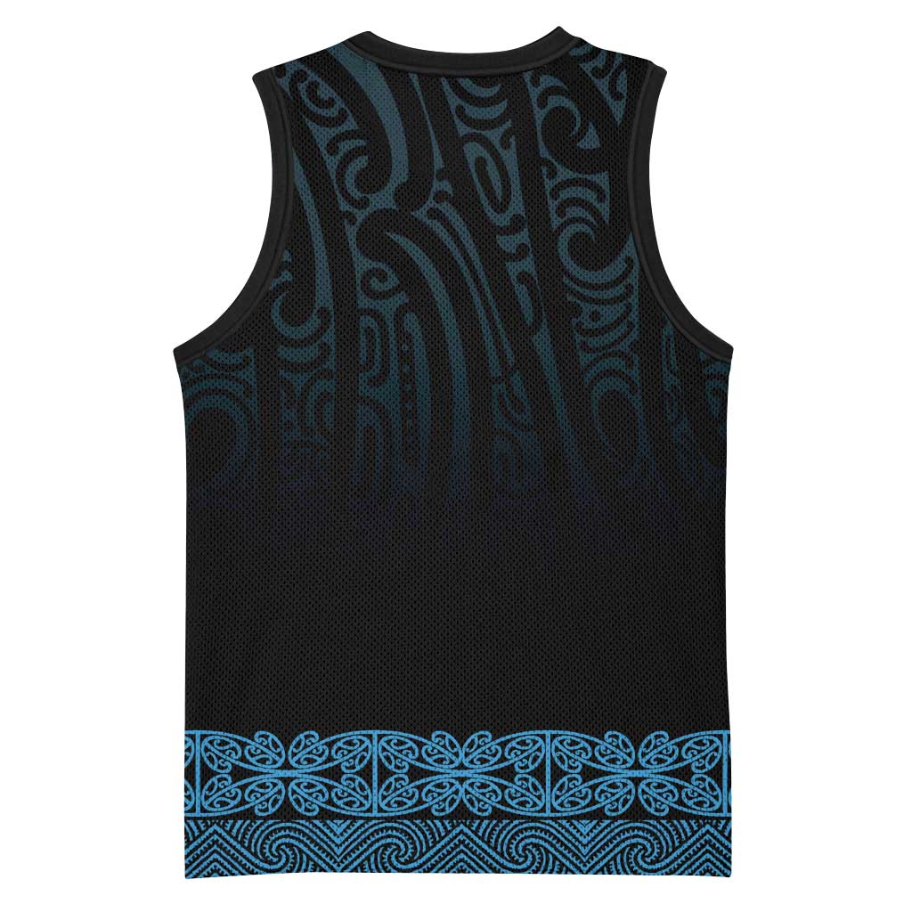 New Zealand Maori Kowhaiwhai Basketball Jersey Kikorangi Maui and Mangopare LT9 - Polynesian Pride