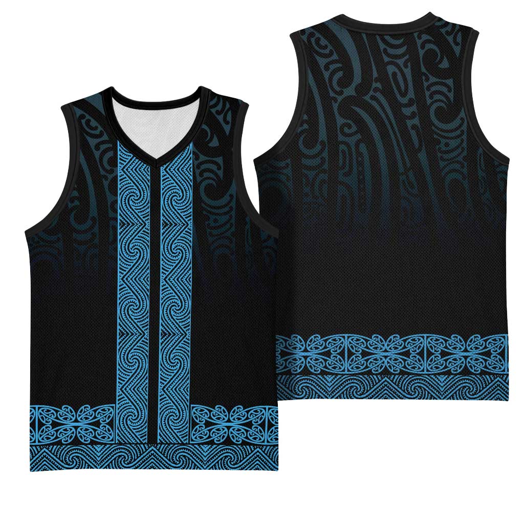 New Zealand Maori Kowhaiwhai Basketball Jersey Kikorangi Maui and Mangopare LT9 - Polynesian Pride