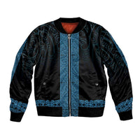 New Zealand Maori Kowhaiwhai Bomber Jacket Kikorangi Maui and Mangopare LT9 Unisex Blue - Polynesian Pride
