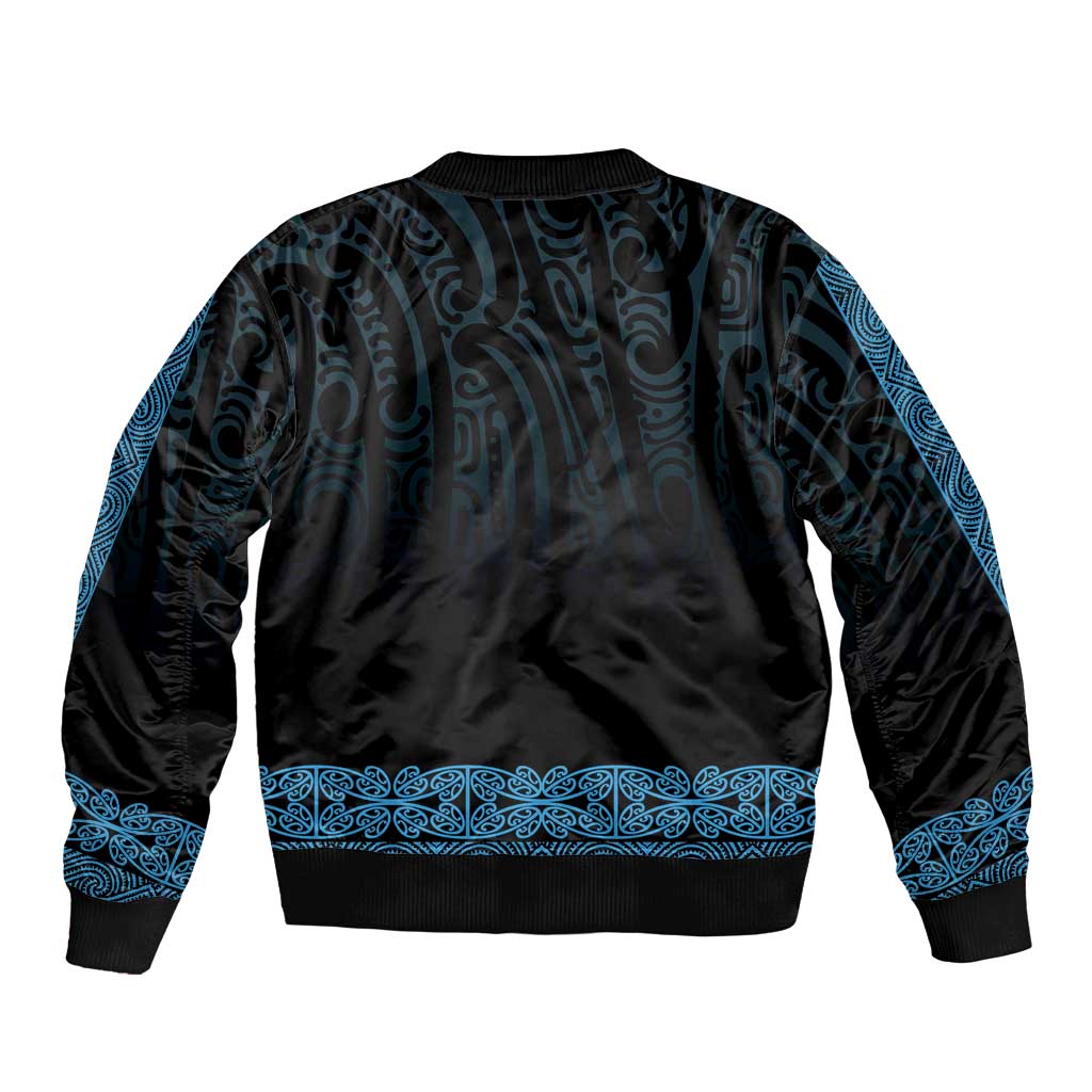 New Zealand Maori Kowhaiwhai Bomber Jacket Kikorangi Maui and Mangopare LT9 - Polynesian Pride