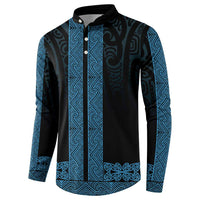 New Zealand Maori Kowhaiwhai Button Sweatshirt Kikorangi Maui and Mangopare LT9 - Polynesian Pride