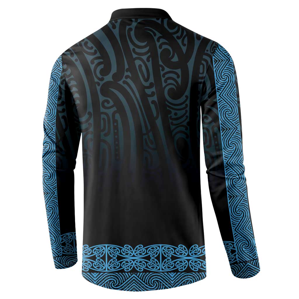 New Zealand Maori Kowhaiwhai Button Sweatshirt Kikorangi Maui and Mangopare LT9 - Polynesian Pride