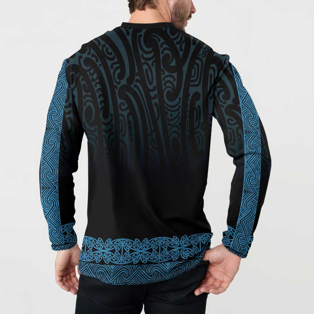 New Zealand Maori Kowhaiwhai Button Sweatshirt Kikorangi Maui and Mangopare LT9 - Polynesian Pride