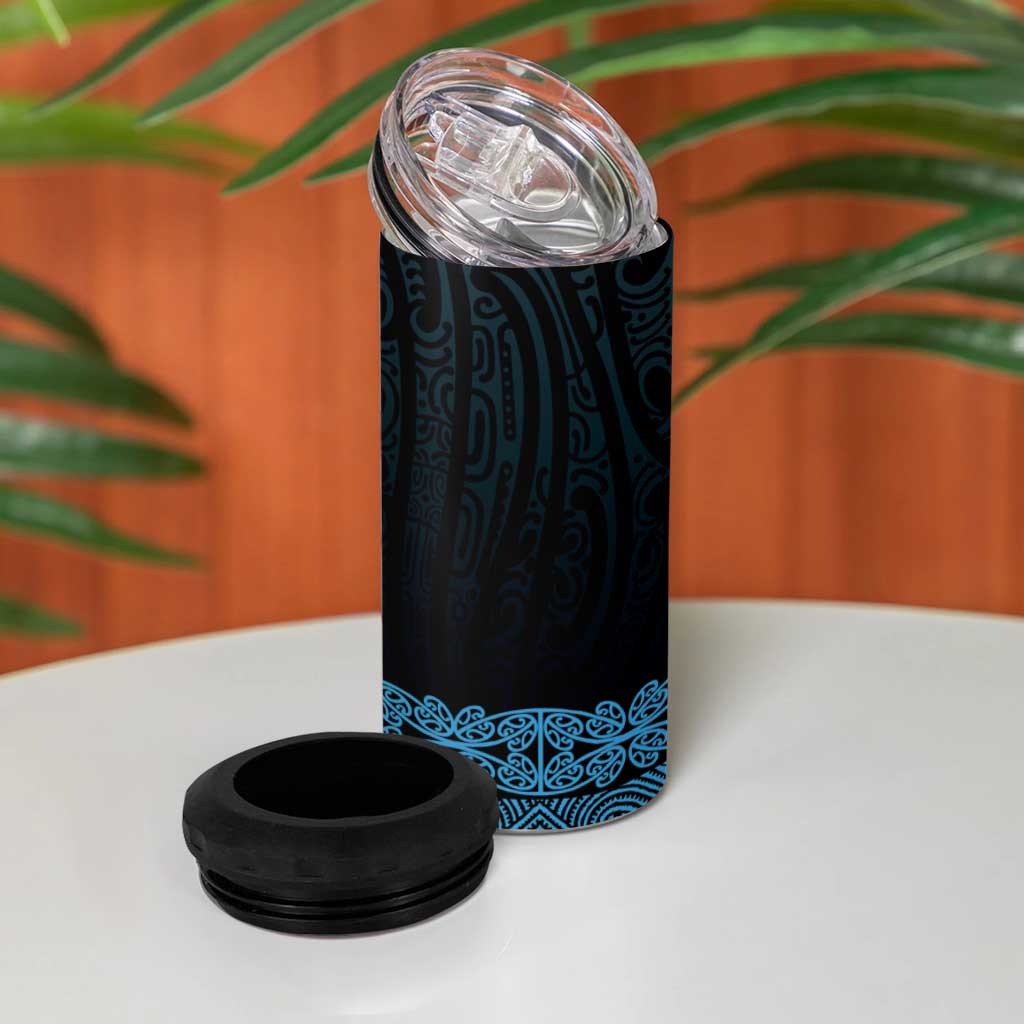 New Zealand Maori Kowhaiwhai 4 in 1 Can Cooler Tumbler Kikorangi Maui and Mangopare LT9 - Polynesian Pride