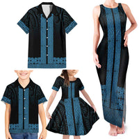 New Zealand Maori Kowhaiwhai Family Matching Tank Maxi Dress and Hawaiian Shirt Kikorangi Maui and Mangopare