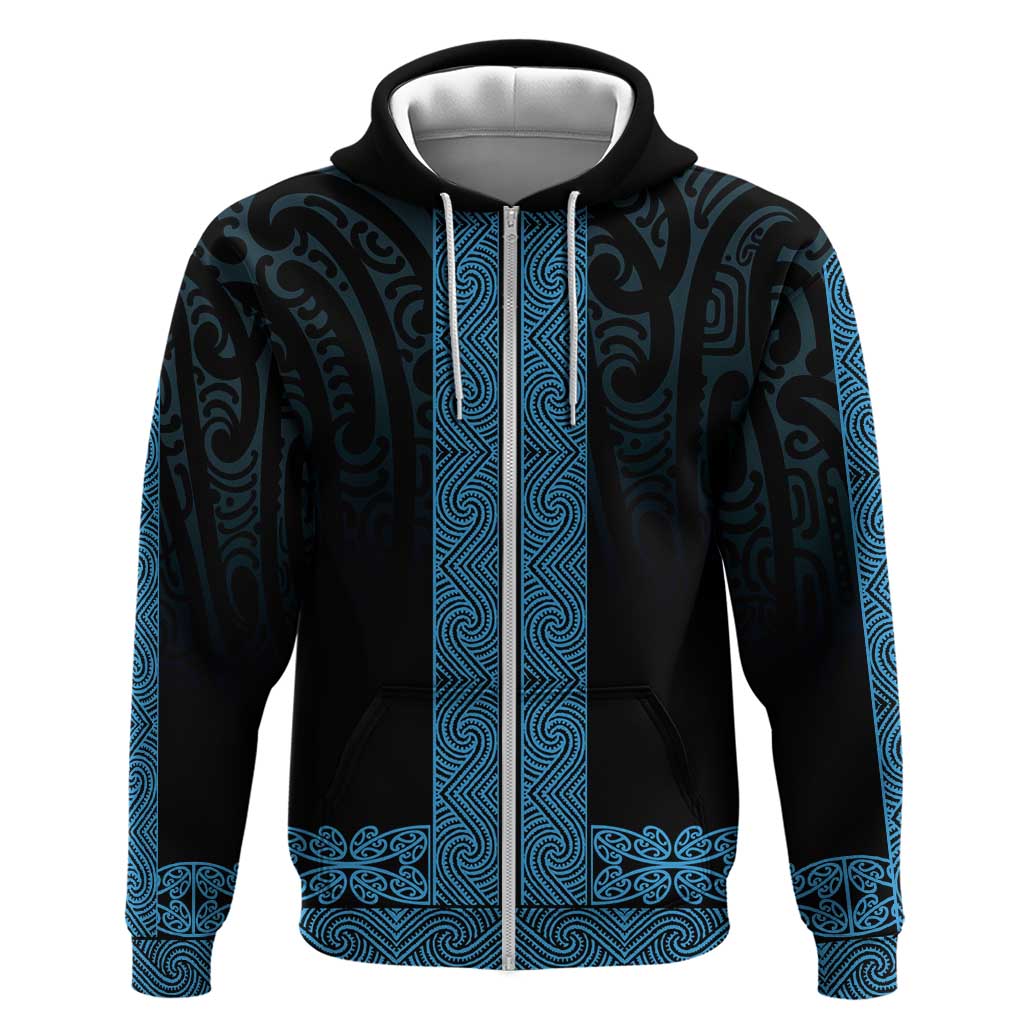 New Zealand Maori Kowhaiwhai Hoodie Kikorangi Maui and Mangopare