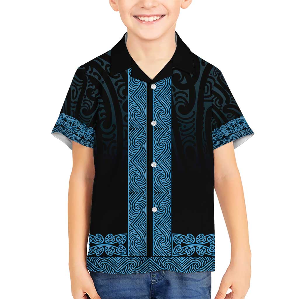 New Zealand Maori Kowhaiwhai Kid Hawaiian Shirt Kikorangi Maui and Mangopare LT9 Kid Blue - Polynesian Pride
