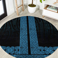 New Zealand Maori Kowhaiwhai Round Carpet Kikorangi Maui and Mangopare