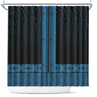 New Zealand Maori Kowhaiwhai Shower Curtain Kikorangi Maui and Mangopare