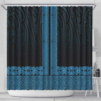 New Zealand Maori Kowhaiwhai Shower Curtain Kikorangi Maui and Mangopare