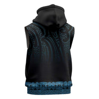 New Zealand Maori Kowhaiwhai Sleeveless Hoodie Kikorangi Maui and Mangopare - Polynesian Pride