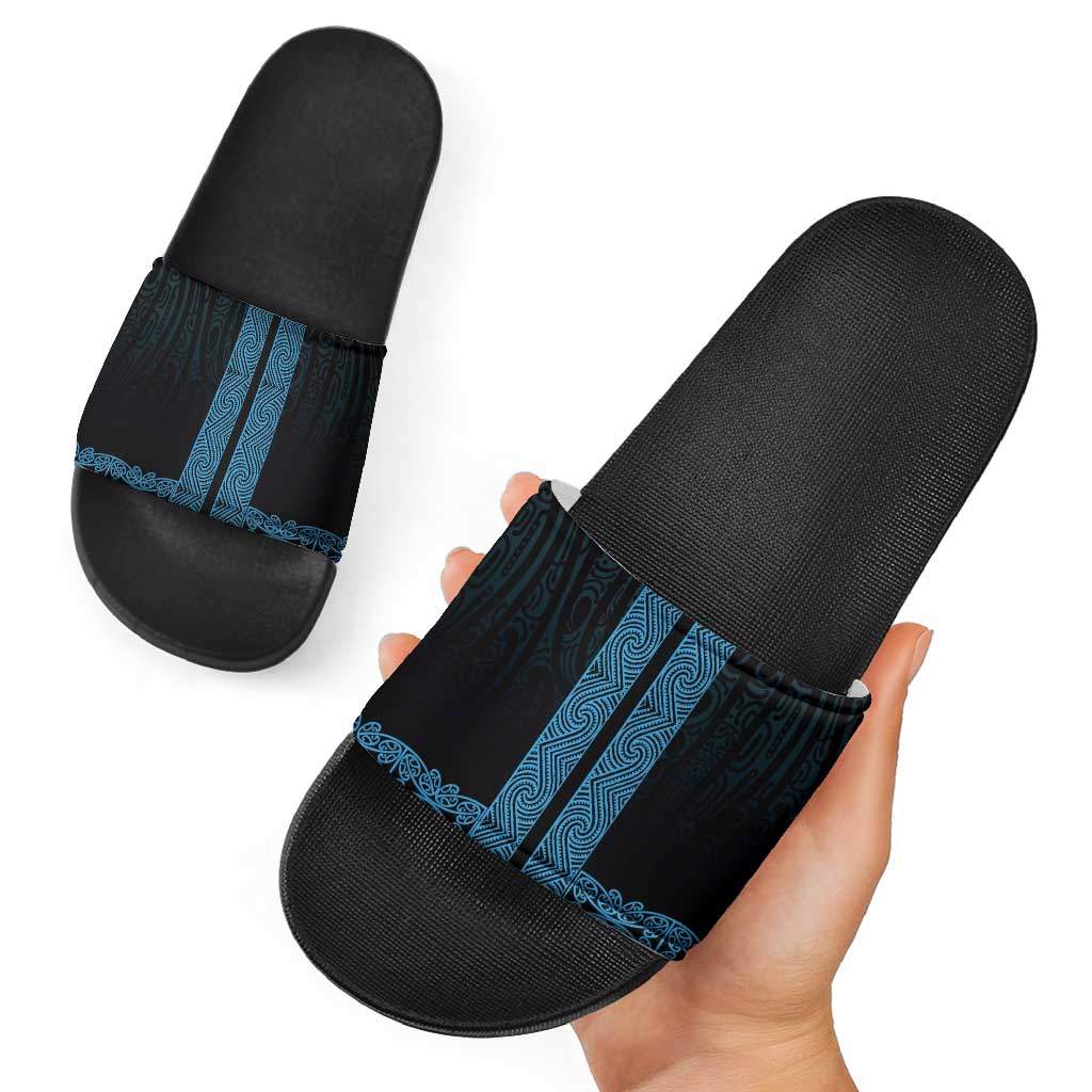 New Zealand Maori Kowhaiwhai Slide Sandals Kikorangi Maui and Mangopare - Polynesian Pride