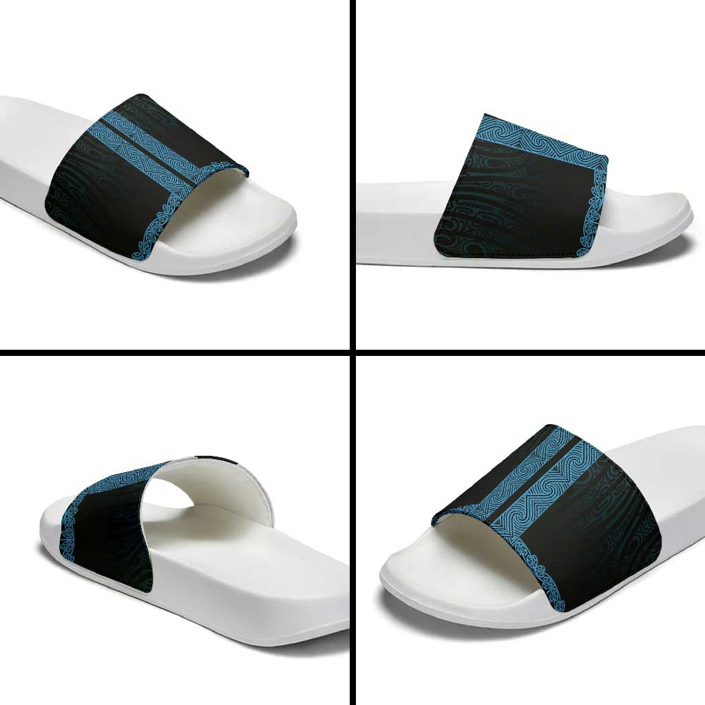 New Zealand Maori Kowhaiwhai Slide Sandals Kikorangi Maui and Mangopare - Polynesian Pride
