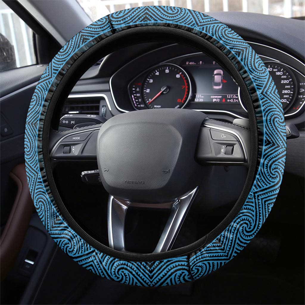 New Zealand Maori Kowhaiwhai Steering Wheel Cover Kikorangi Maui and Mangopare