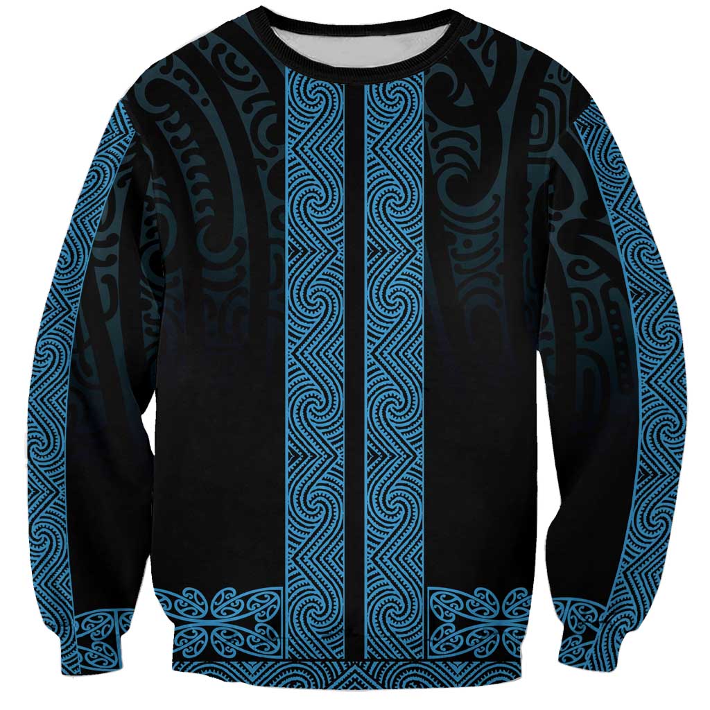 New Zealand Maori Kowhaiwhai Sweatshirt Kikorangi Maui and Mangopare LT9 Unisex Blue - Polynesian Pride