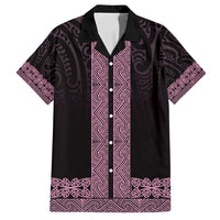 New Zealand Maori Kowhaiwhai Family Matching Puletasi and Hawaiian Shirt Mawhero Maui and Mangopare LT9 Dad's Shirt - Short Sleeve Pink - Polynesian Pride