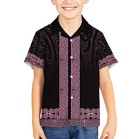 New Zealand Maori Kowhaiwhai Family Matching Puletasi and Hawaiian Shirt Mawhero Maui and Mangopare LT9 Son's Shirt Pink - Polynesian Pride