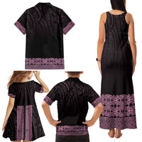 New Zealand Maori Kowhaiwhai Family Matching Tank Maxi Dress and Hawaiian Shirt Mawhero Maui and Mangopare